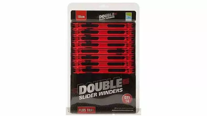 Preston Double Slider Winders 18cm Rood + Tray 3 Preston Double Slider Winders 18cm Rood + Tray
